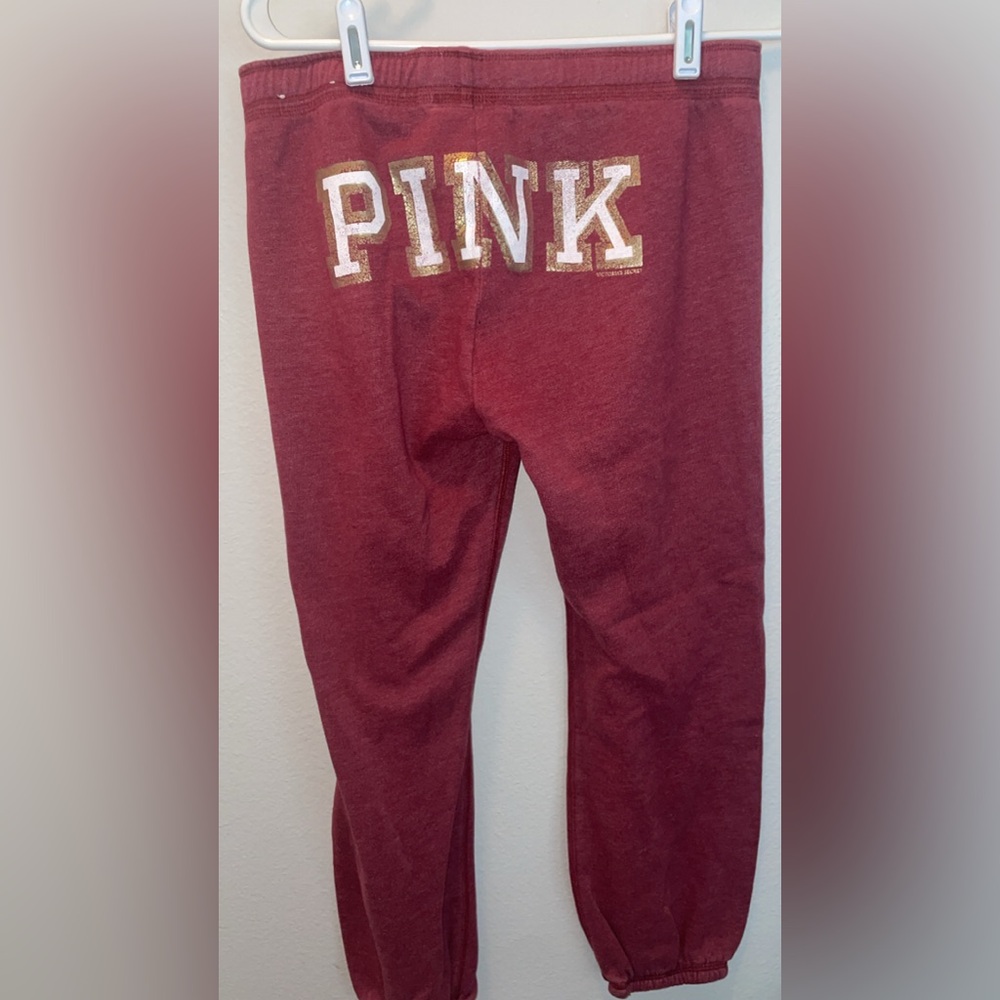PINK Victoria's Secret Burgundy Sweatpants - Picture 2 of 5